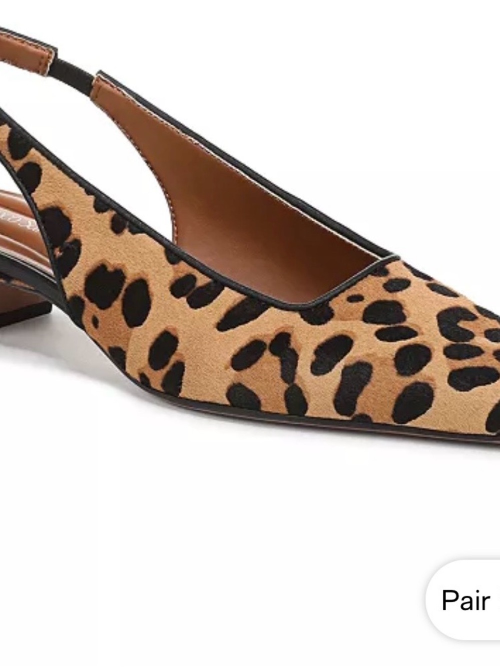 Franco Sarto Leopard Print Slingback Pointed Toe Mules - Tan & Black - Picture 4 of 16